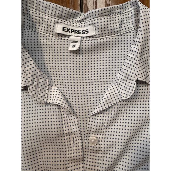 Express The City Shirt Button Down w/ Roll Tab Sleeves Polka Dots Size XS - Picture 6 of 6
